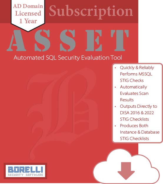 ASSET for SQLServer - Automated SQL Security Evaluation Tool (1Yr - Per AD Domain)